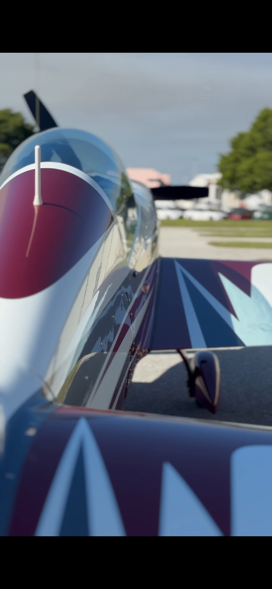 Looking along the canopy and wing of the Extra 330